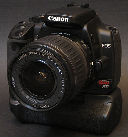 EOS 400D with battery grip attached