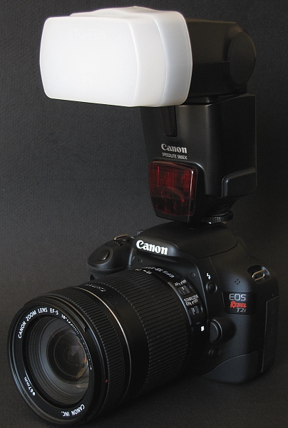 Canon Speedlite 580EX attached to Digital Rebel T2i