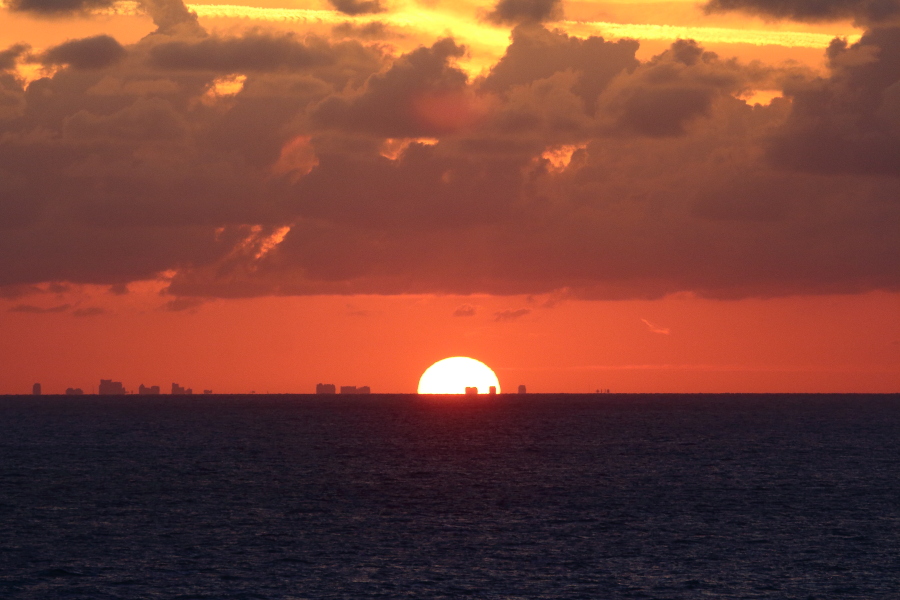 Sunset over the east coast of Florida near Miami
