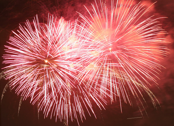 Fireworks over Disneyland in Anaheim, California