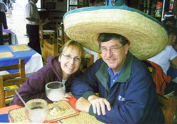 Jim and Kellyn Zimmerlin drinking margaritas in Puerto Vallarta, Mexico