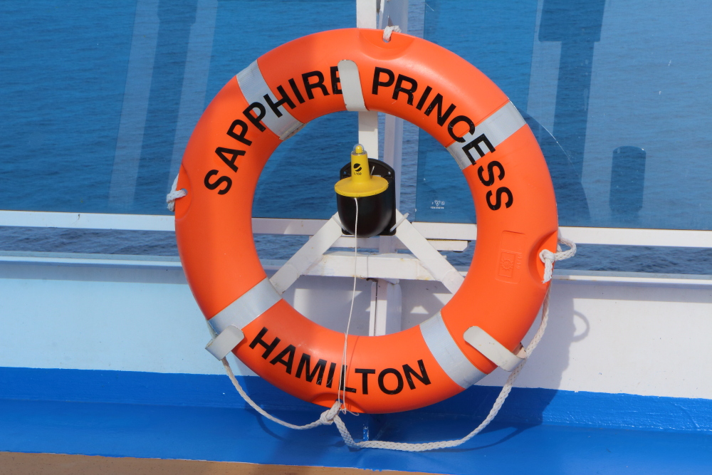 Sapphire Princess life preserver Hamilton Bermuda