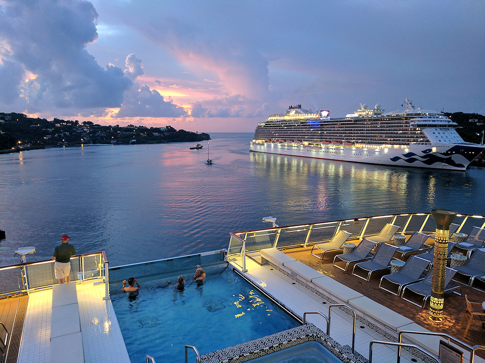 Viking Star at sunset in St Lucia