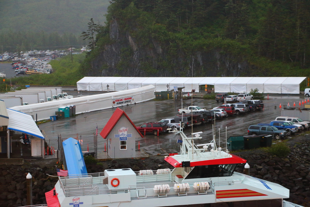 train boarding area in Whittier Alaska