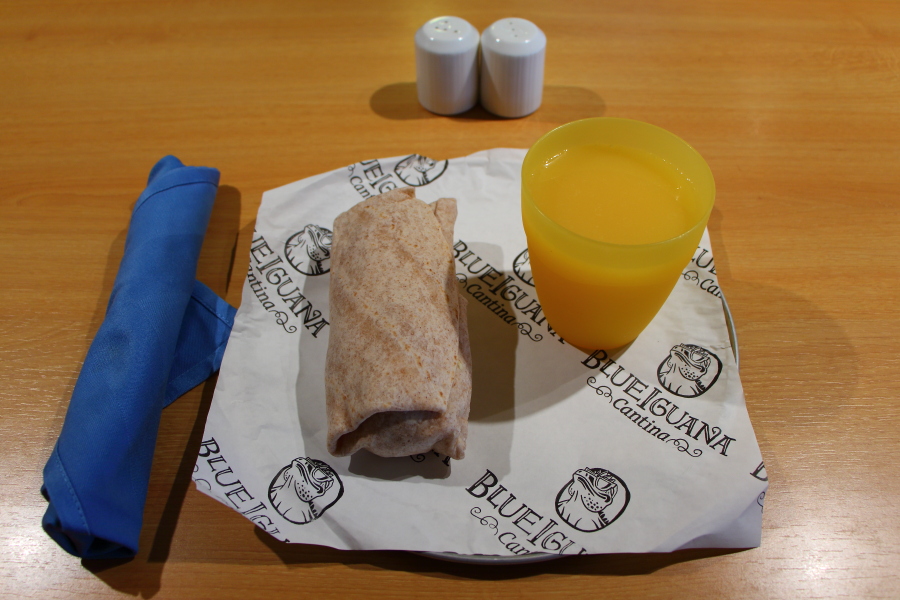 breakfast burrito at BlueIguana cantina on Carnival Breeze