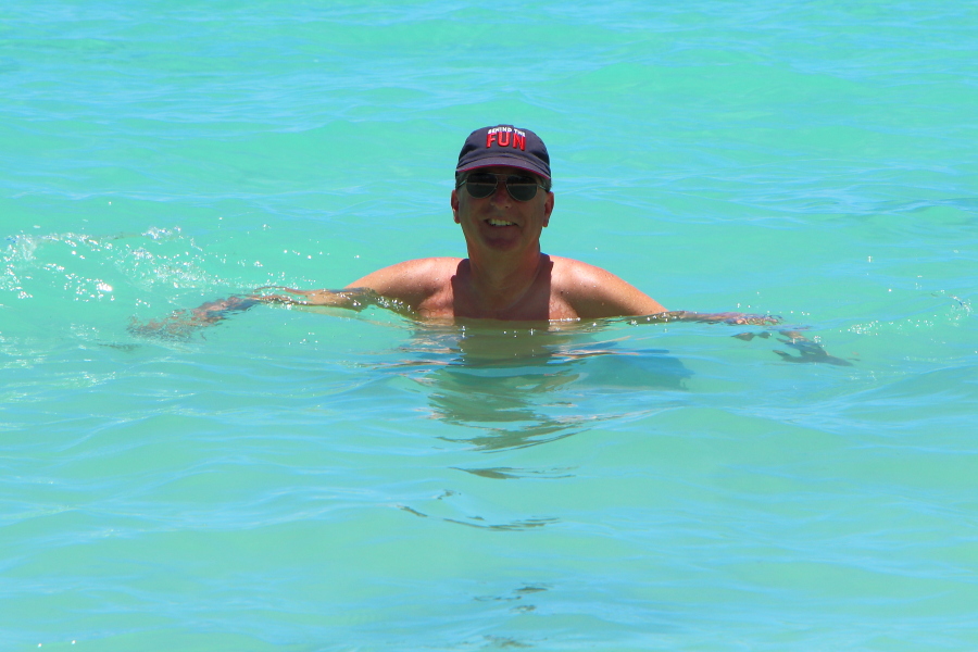 Enjoying the warm Caribbean waters at Bayahibe beach
