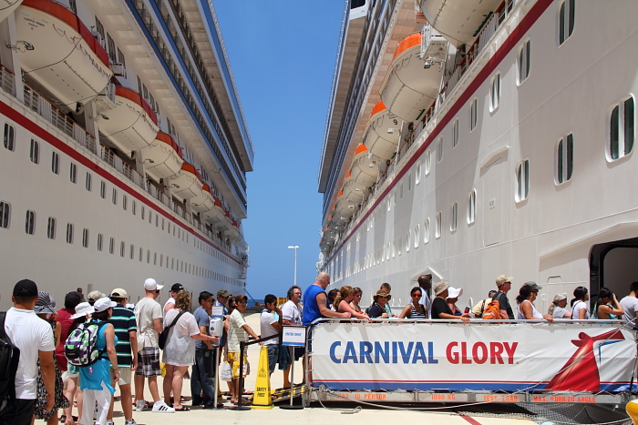 Carnival Glory and Triumph cruise ships docked in Cozumel