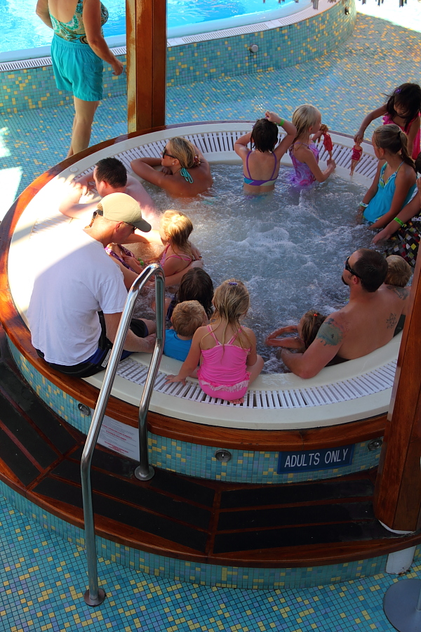 ironic sign on the whirlpool on Carnival Inspiration