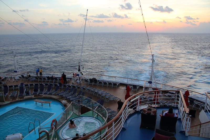 Sunset on the Carnival Magic cruise ship