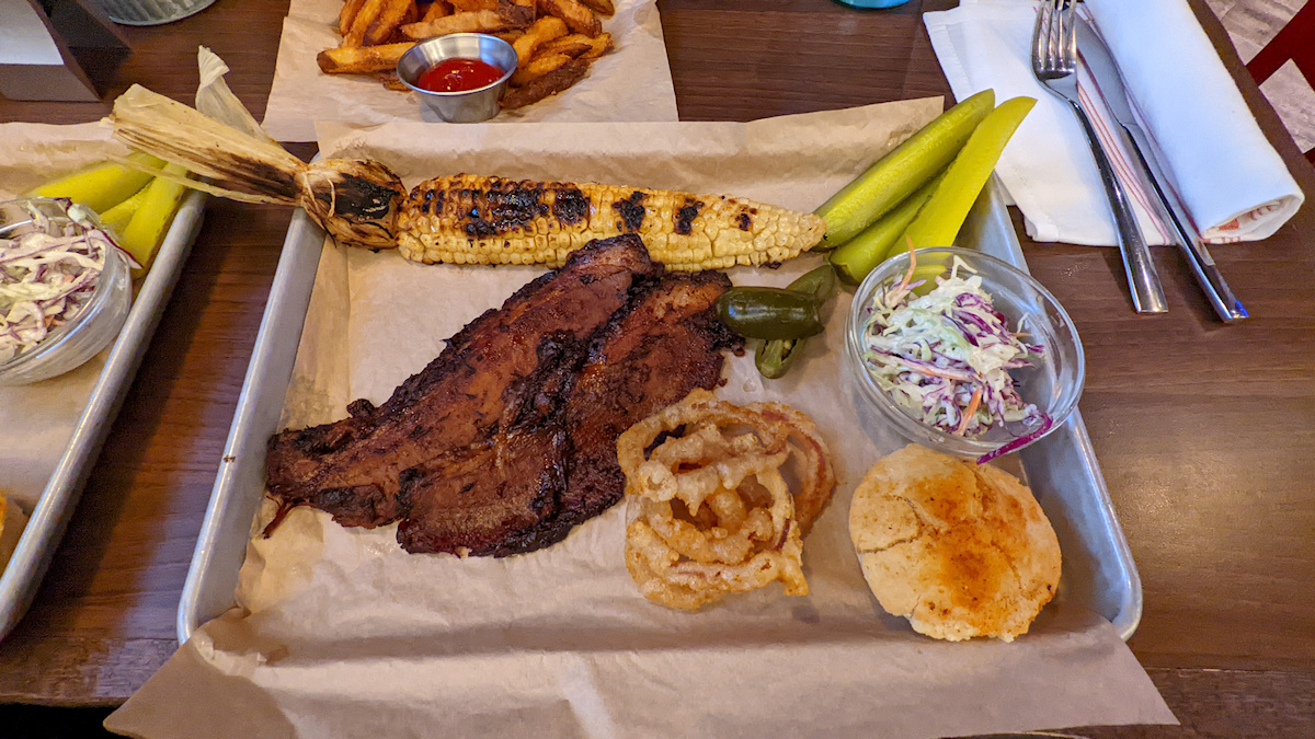 Guy Fieri brisket at the Pig & Anchor restaurant