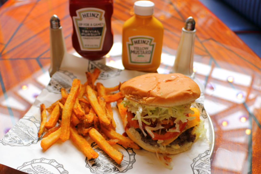 Guy Fieri burger and fries