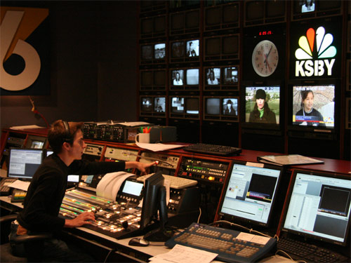 Jeff directing the news from the KSBY control room