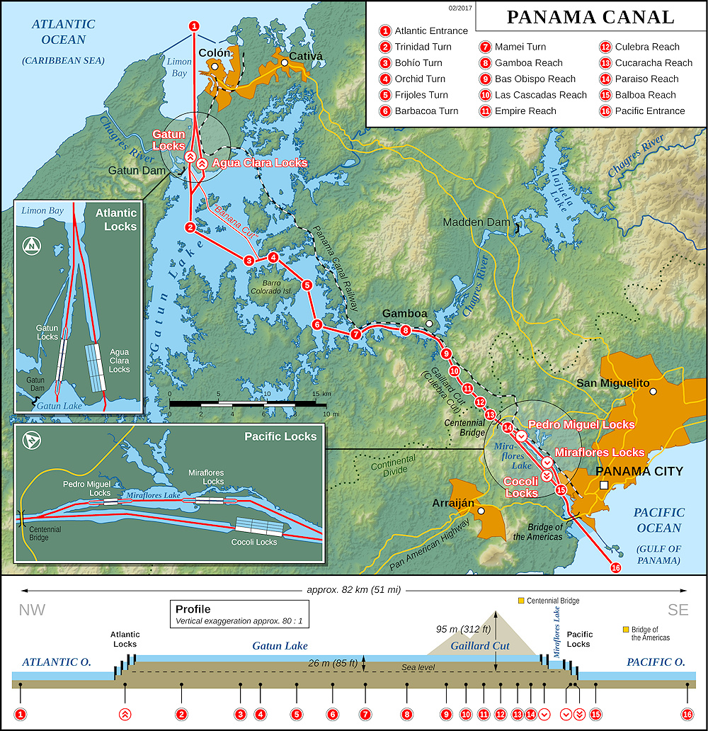 Panama canal map