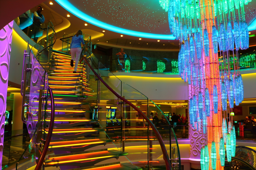 Norwegian Getaway atrium staircase and chandalier