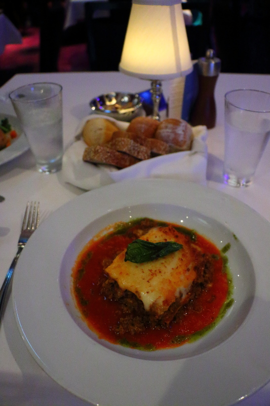 Lasagna from the Tropicana room on Norwegian Getaway