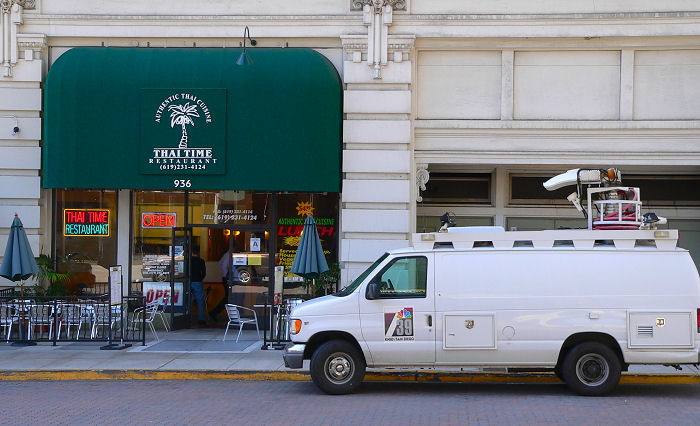 NBC 7/39 live remote van parked outside the station