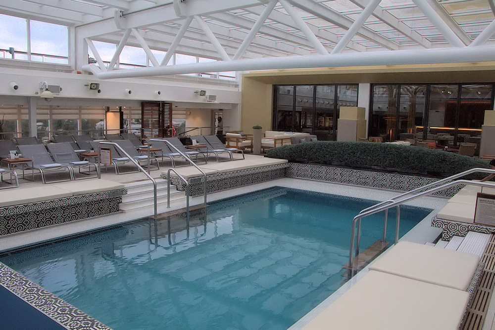 Swimming pool at the center of the ship on the Viking Sea